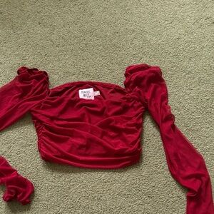 Red Long Sleeve Top